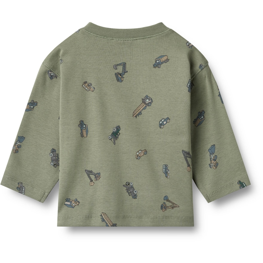 Wheat t-shirt Baby LS Dusty Green Cars - Billede 2