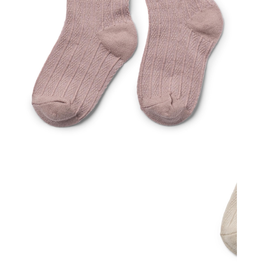 Wheat Strømpebukser Uld 2-pak Lace Karla Dry Rose - Billede 4