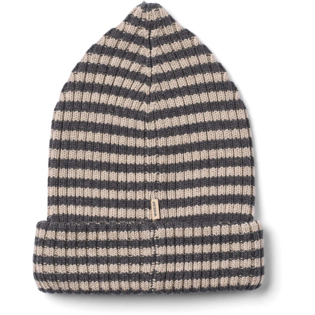Wheat Strik Hue Beanie Topper Charcoal Melange - Billede 2