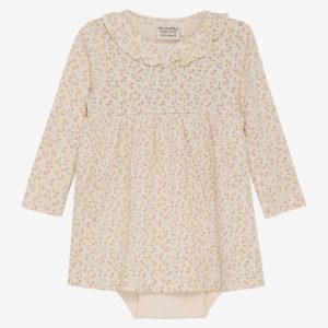 Minymo Kjolebody LS Rib AOP pink Champagne