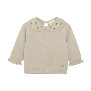 Minymo Bluse LS Strik Pullover Brown Melange