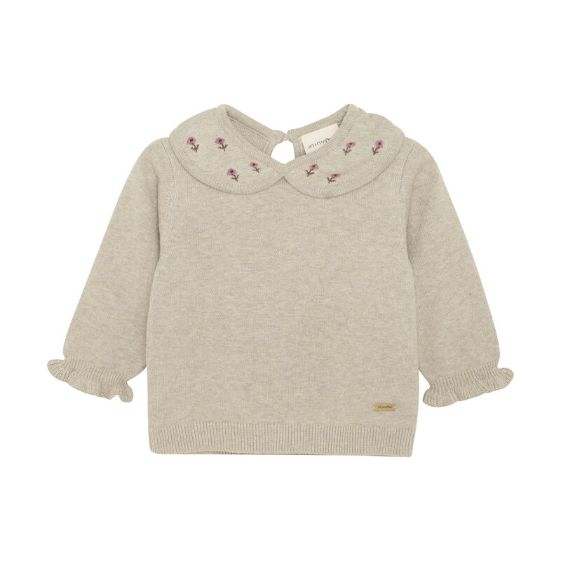 Minymo Bluse LS Strik Pullover Brown Melange