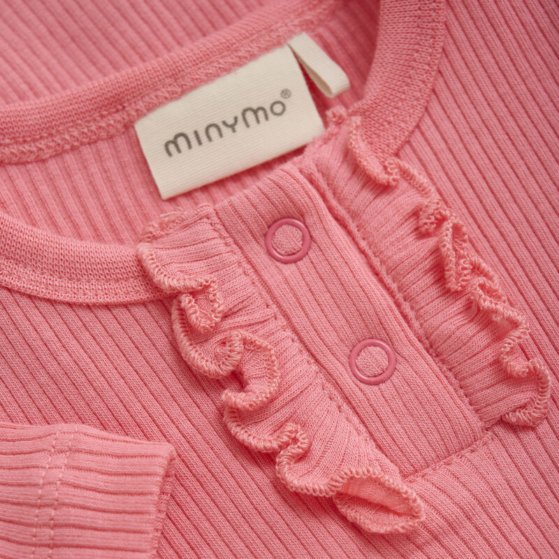 Minymo Body SS Rib Strawberry Pink - Billede 3