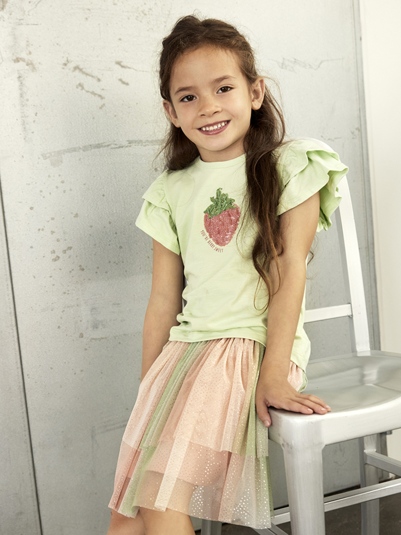 Minymo Nederdel Skirt Glitter Peach Beige - Billede 4
