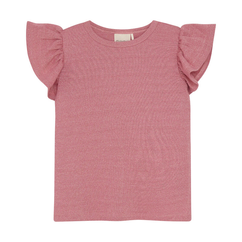Minymo T-shirt SS Glitter Rib Azalea Pink