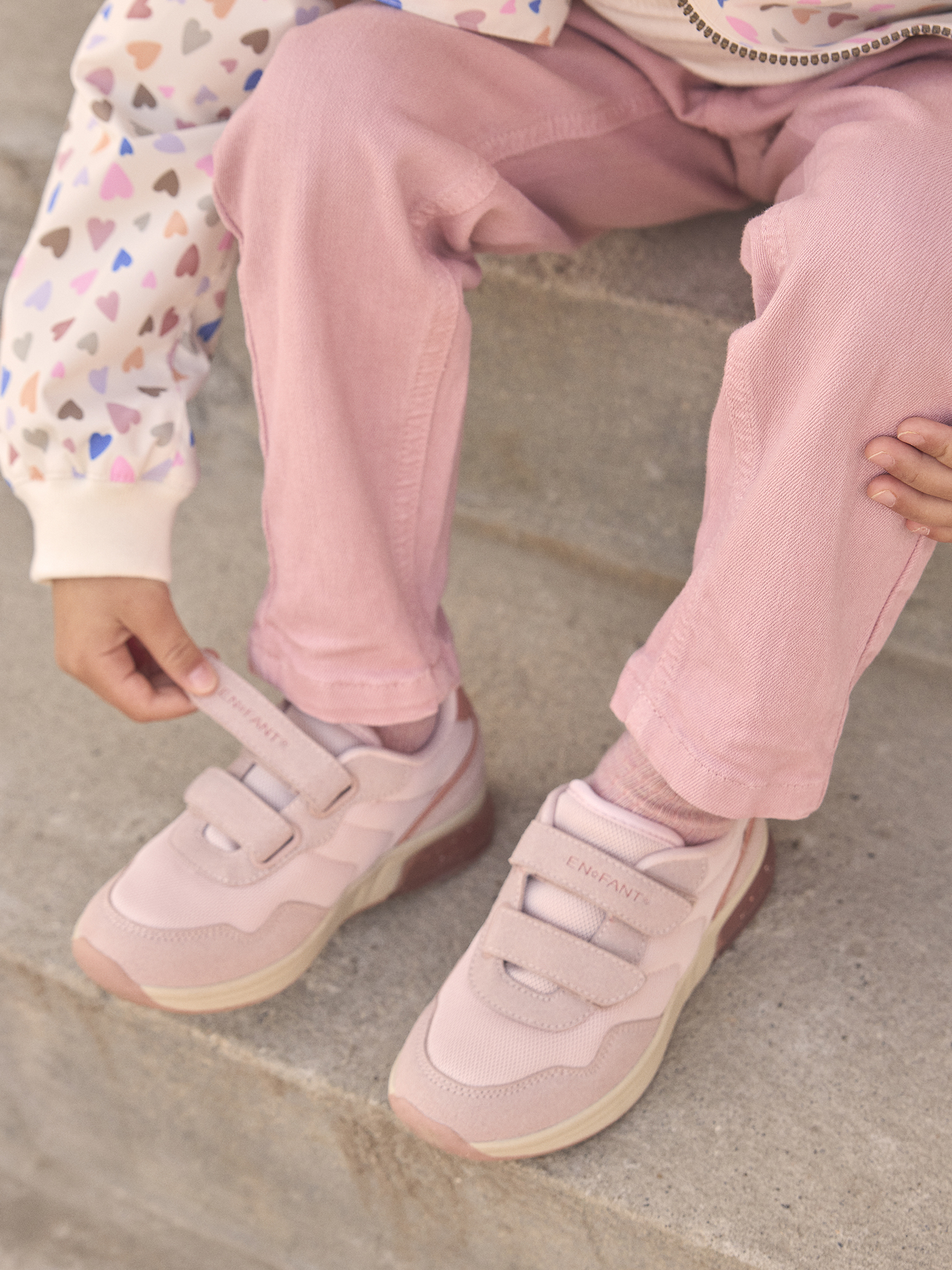 En Fant Sneakers Velcro m. LED lys Sepia Rose - Billede 4