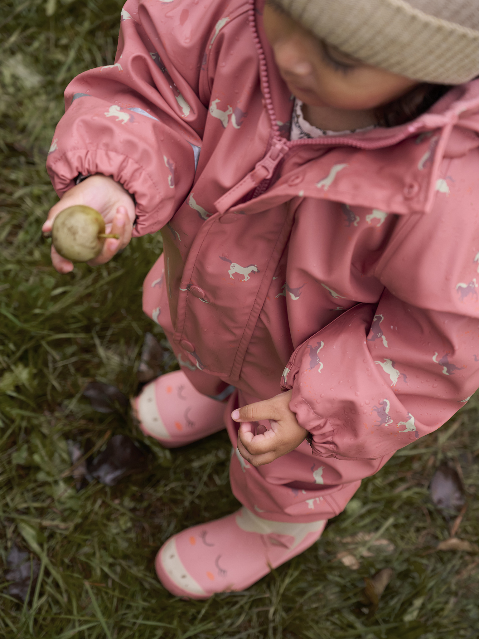 CeLaVi Regndragt Baby Fleece AOP Brisk Dust - Billede 4