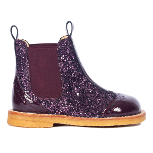 Angulus Chelsea Støvle Glitter Aubergine