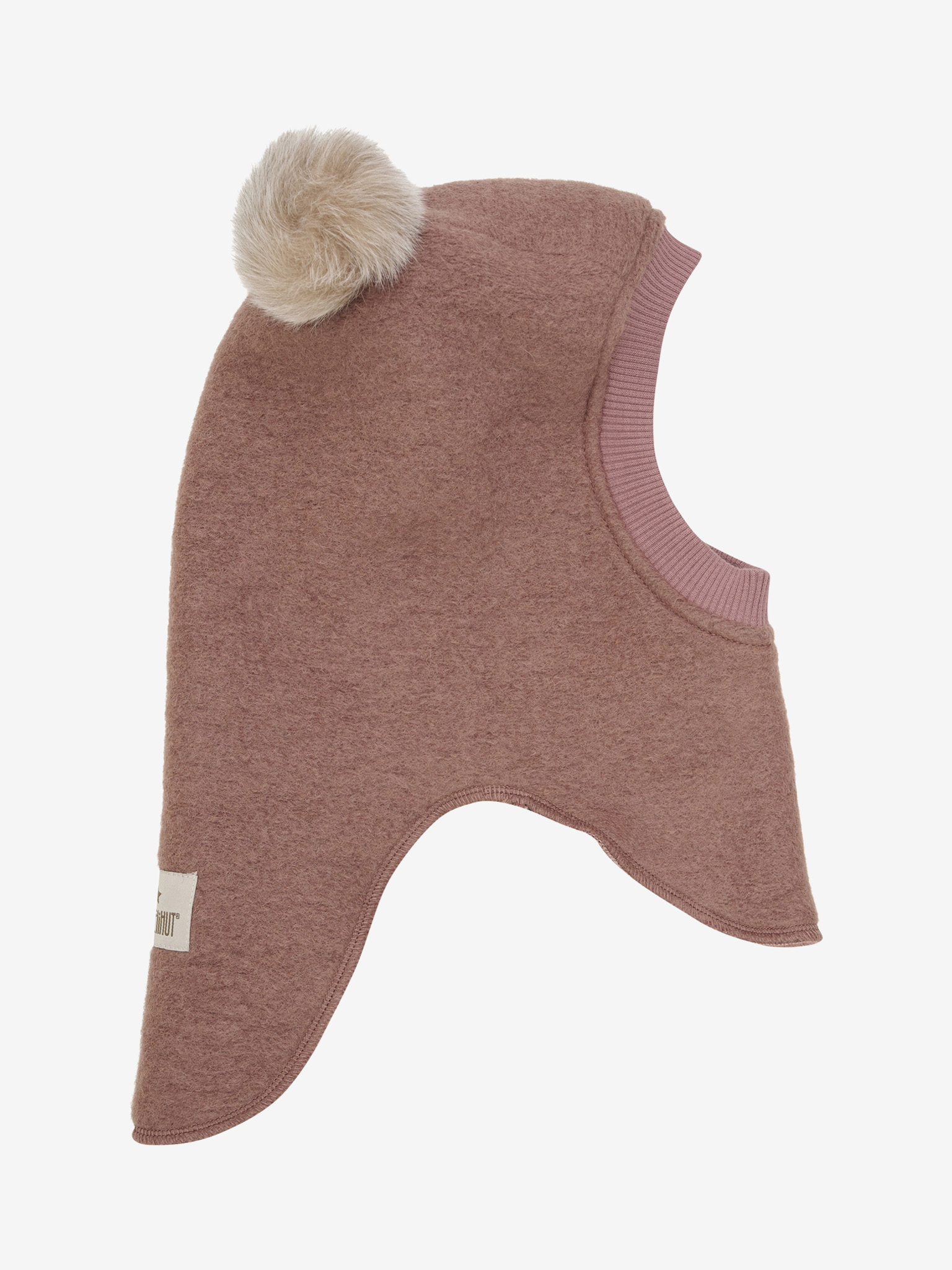 HUTTEliHUT Elefanthue Uld Balaclava Alpaca Pompoms Burlwood - Billede 2
