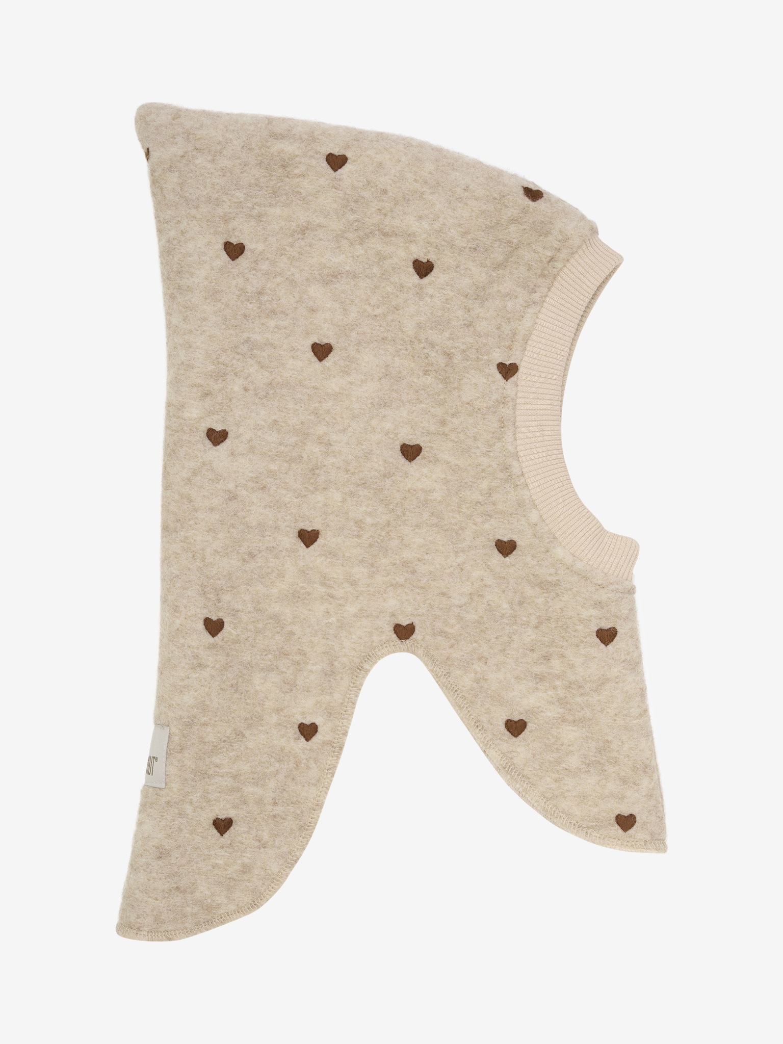 HUTTEliHUT Elefanthue Uld Balaclava Hjerter Sand Melange