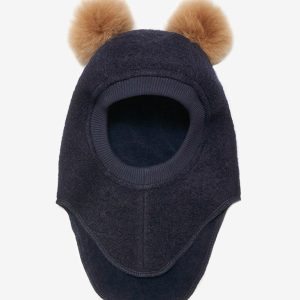 HUTTEliHUT Elefanthue Uld Balaclava Alpaca Pompoms Dark Navy
