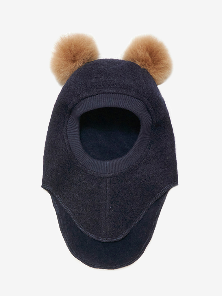 HUTTEliHUT Elefanthue Uld Balaclava Alpaca Pompoms Dark Navy