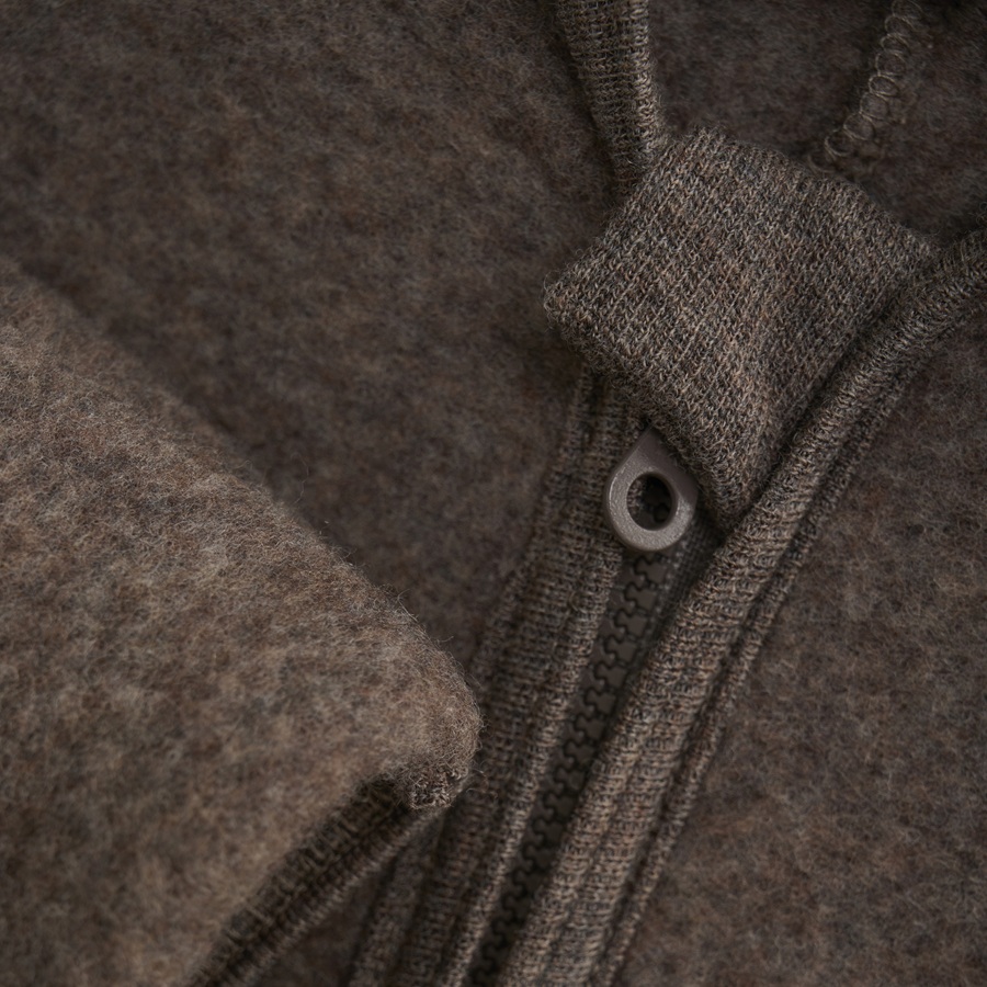HUTTEliHUT køredragt Uld Pram Suit Ears Fleece Brown Melange - Billede 4