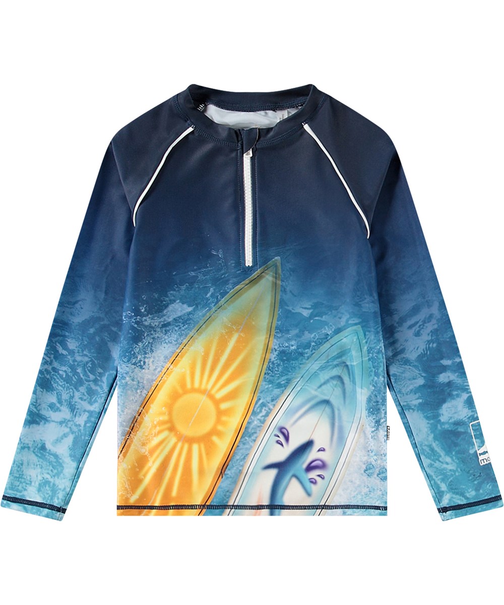 Molo UV Svømme T-shirt Noble Surf Art Blue Chill