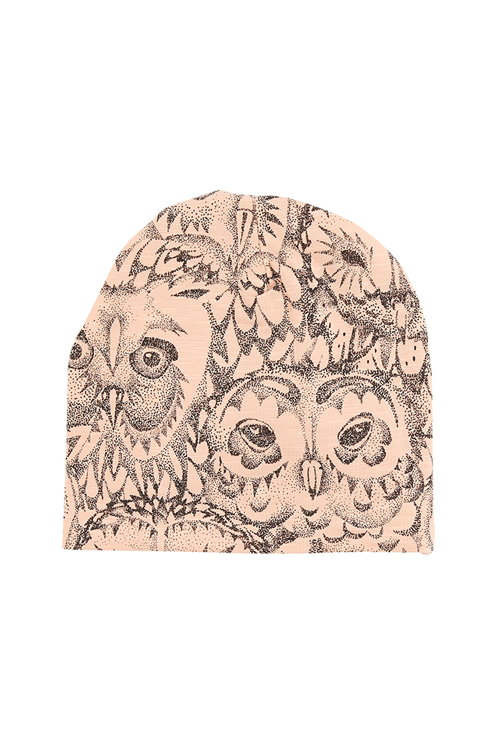 Soft Gallery Hue Beanie AOP Owl Coral