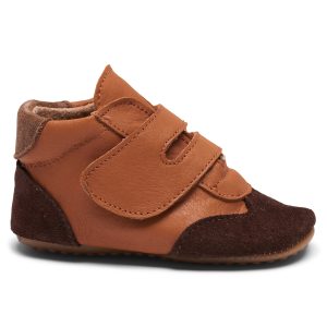 Pom Pom hjemmesko Sneaker Velcro Camel/Dark Brown