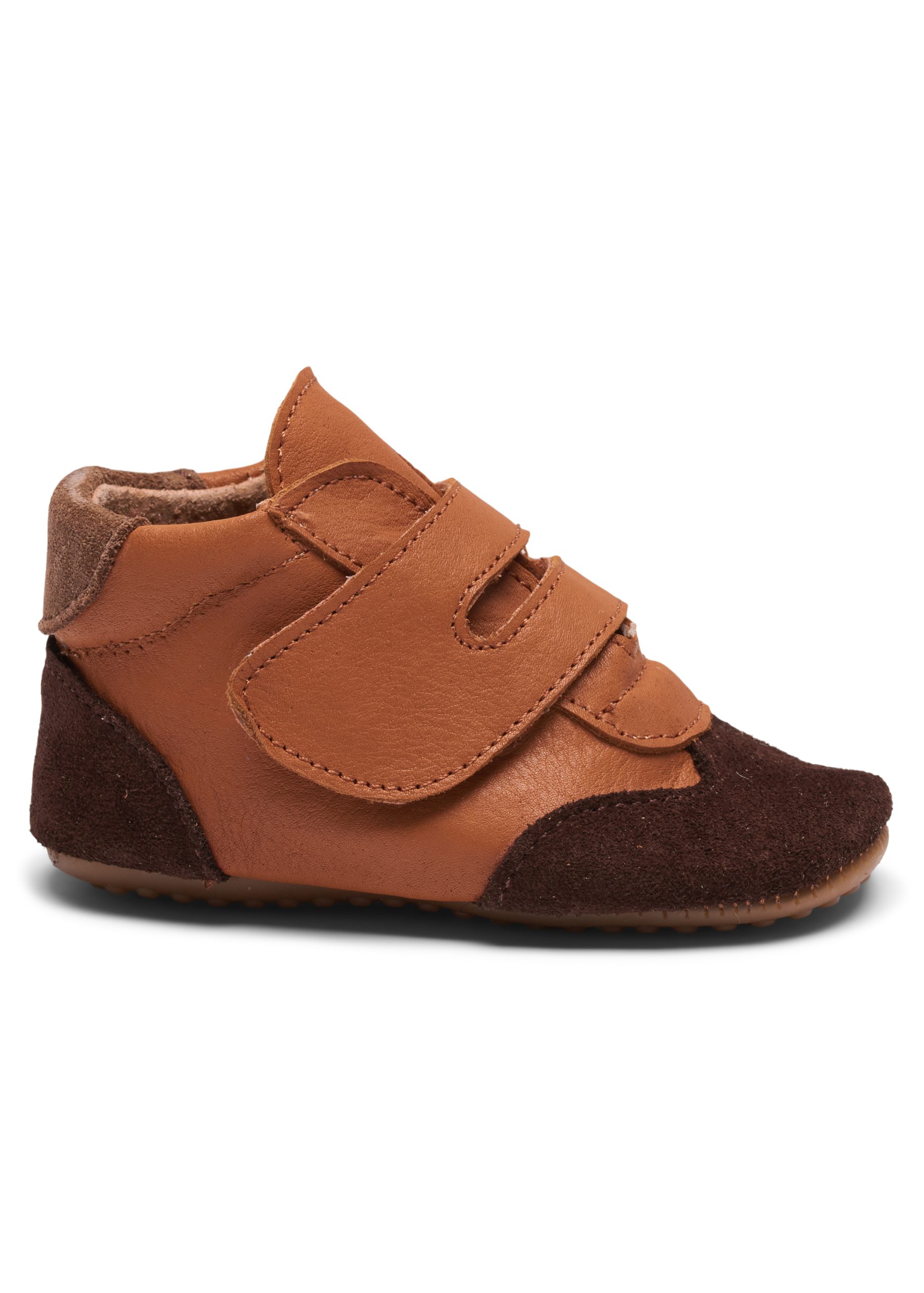 Pom Pom hjemmesko Sneaker Velcro Camel/Dark Brown
