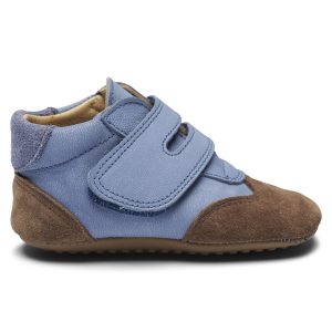 Pom Pom Hjemmesko Beginners Sneaker Velcro Dusty Blue Combi