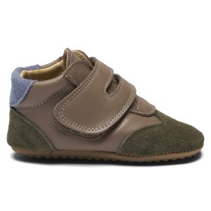 Pom Pom hjemmesko Sneaker Velcro Taupe Combi