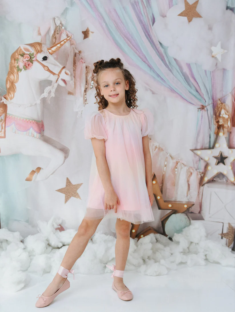 Dolly Kjole Unicorn Rainbow Pastels Puff Tulle Rainbow - Billede 2