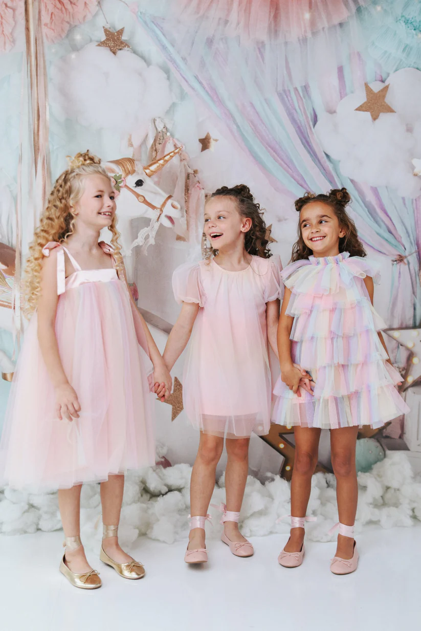 Dolly Kjole Unicorn Rainbow Pastels Puff Tulle Rainbow - Billede 3