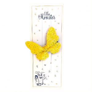Ella & Monster Hårklips Glitter Butterfly Yellow