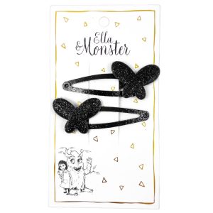Ella & Monster Hårspænde Glitter Butterfly Black 2 stk.