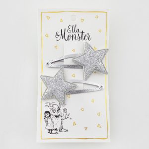 Ella & Monster Hårspænde Silver Glitter Star 2 stk.