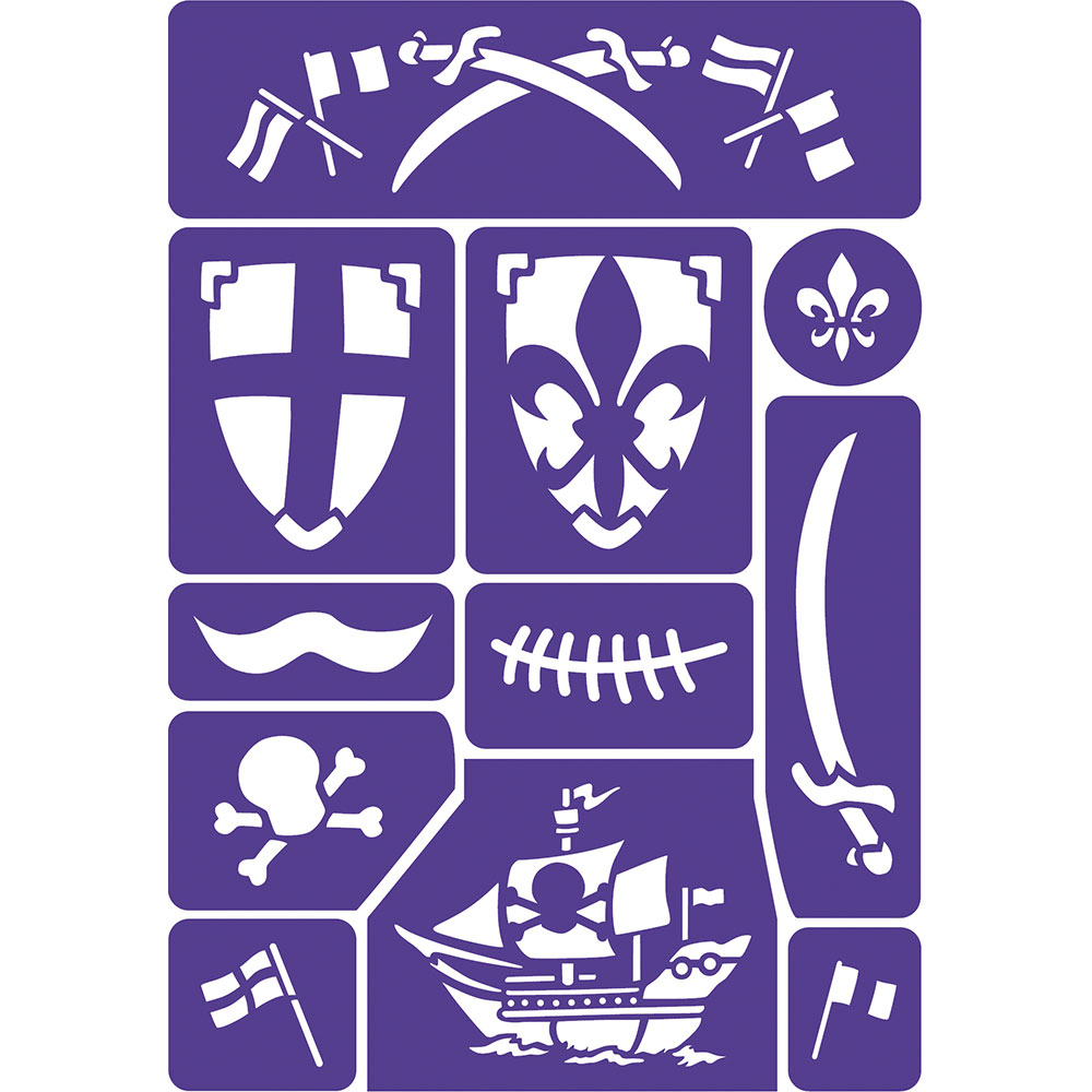 Grim'Tout Stencil til teatersminke - Ridder & Pirat - Billede 6