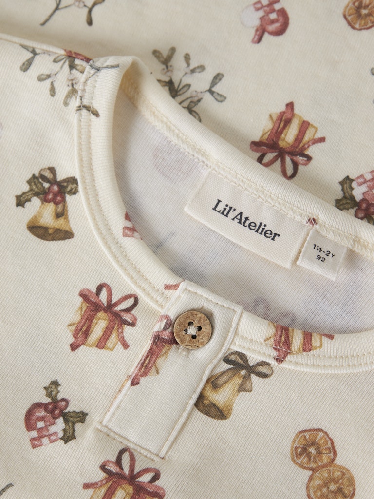 Lil' Atelier Nattøj Mini Pyjamas LS Layo Git Turtledove - Billede 3