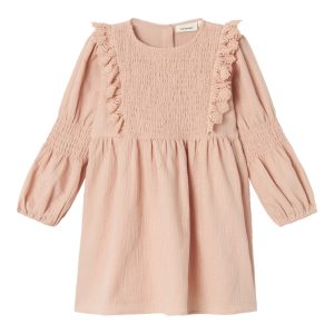 Lil' Atelier Kjole Mini LS Rosita Rugby Tan