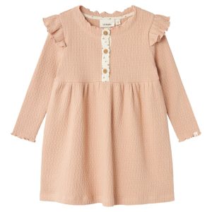 Lil' Atelier Kjole Mini LS Rea Rugby Tan