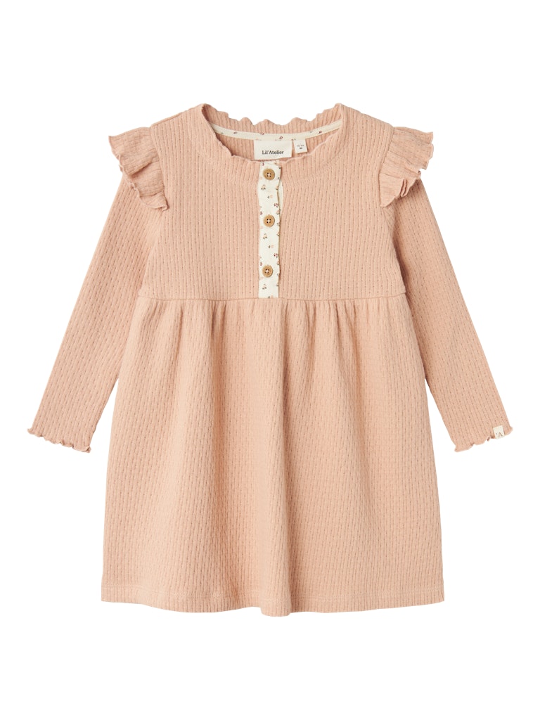 Lil' Atelier Kjole Mini LS Rea Rugby Tan