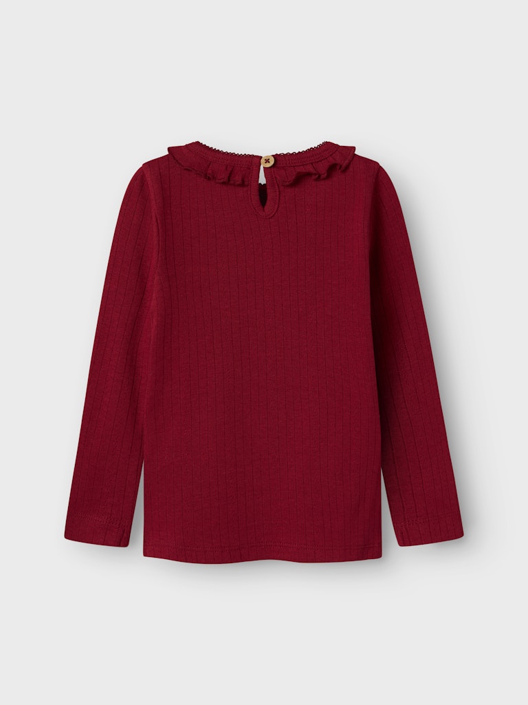Lil' Atelier Bluse Mini LS Rachel Nim Slim Red Dahlia - Billede 2