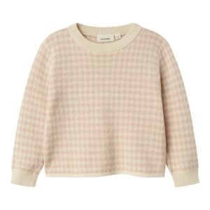 Lil' Atelier Strik Bluse Mini LS Nadie Loose Cameo Rose