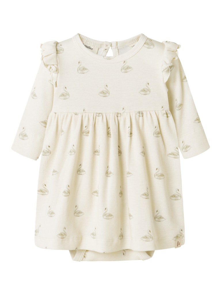 Lil' Atelier Kjolebody LS Gavo Ege Pastel Parchment