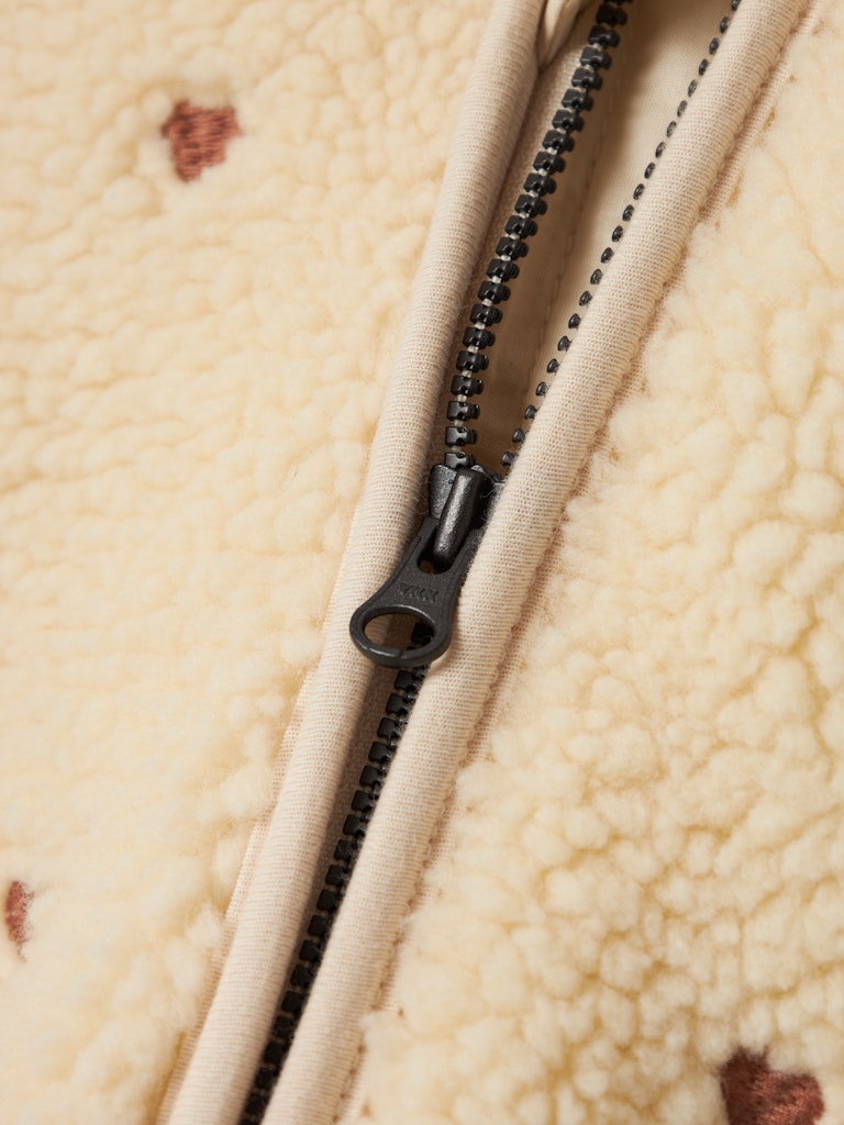 Lil' Atelier Jakke Baby Nalo Hjerter Sherpa Loose Sand Shell - Billede 2