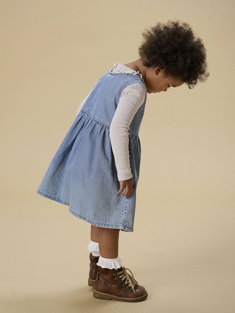 Lil' Atelier Kjole Mini Taya Spencer Medium Blue Denim - Billede 4