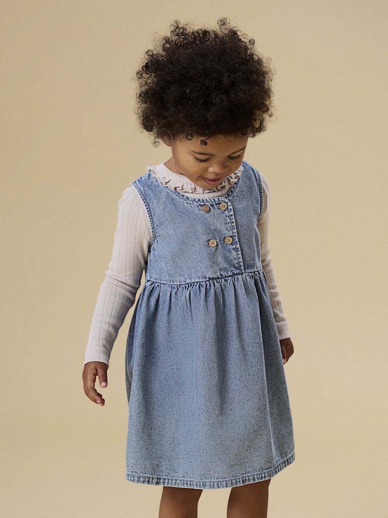 Lil' Atelier Kjole Mini Taya Spencer Medium Blue Denim - Billede 5