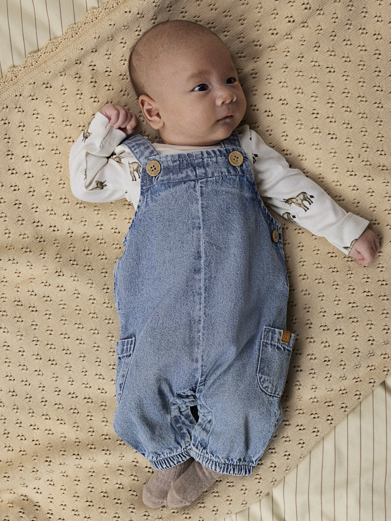 Lil' Atelier Smækbukser Baby Taya Loose Overall Medium Blue Denim - Billede 4