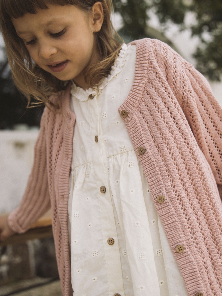 Lil' Atelier Cardigan Mini LS Strik Fabiola Misty Rose - Billede 4