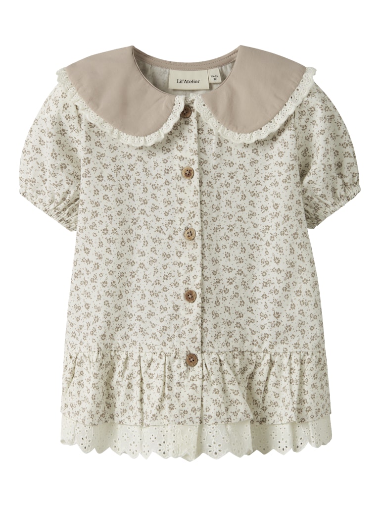 Lil' Atelier Skjorte Mini SS Fjola Loose Coconut Milk