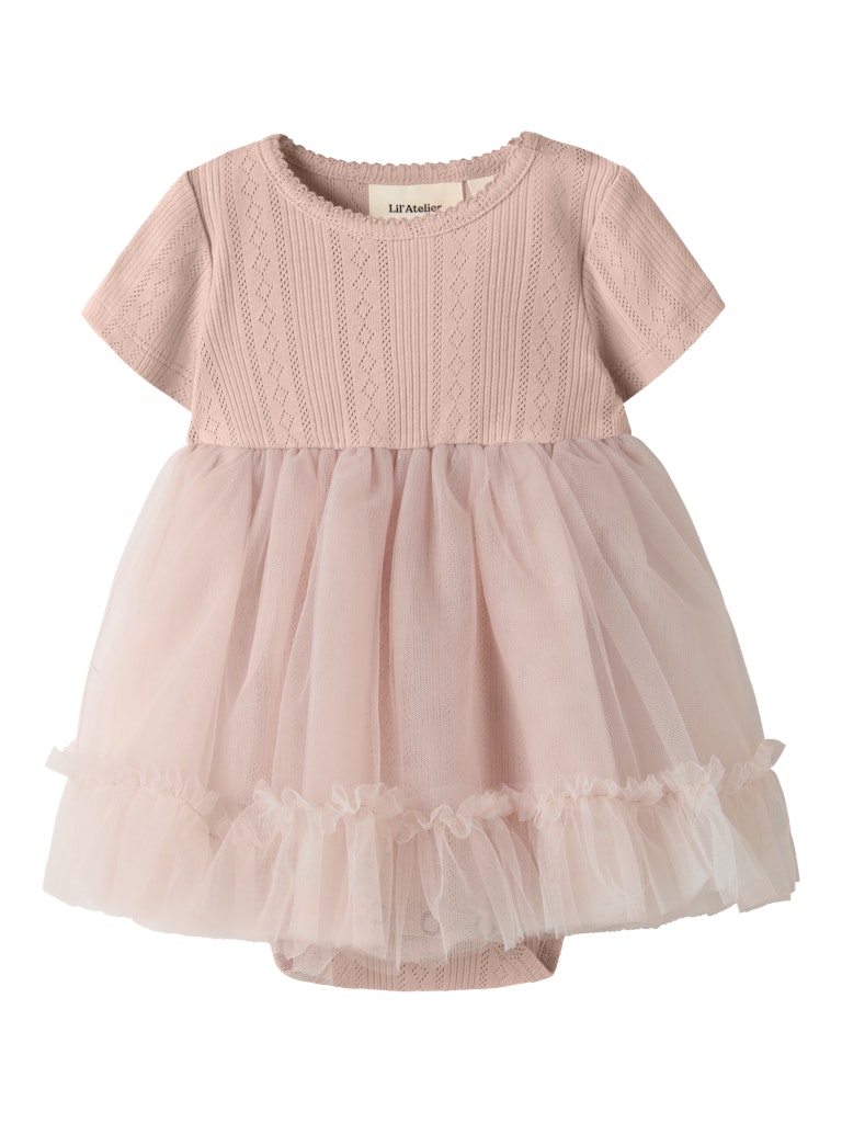 Lil' Atelier Kjolebody SS Fanella Tulle Peach Whip