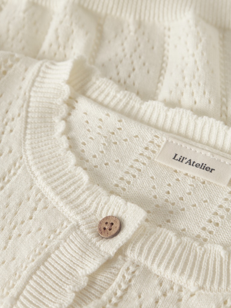 Lil' Atelier Cardigan Mini LS Strik Jela Coconut Milk - Billede 3
