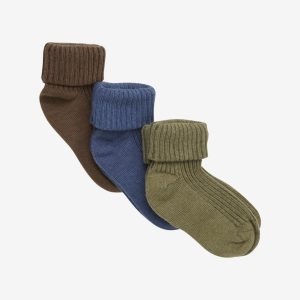 Minymo Baby Strømper Rib 3-pak Dark Olive