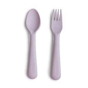 Mushie Børne Bestiksæt Ske og Gaffel Soft Lilac
