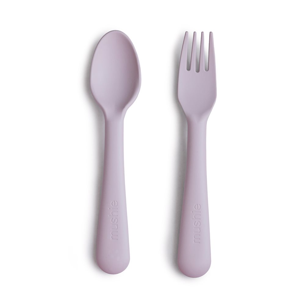 Mushie Børne Bestiksæt Ske og Gaffel Soft Lilac