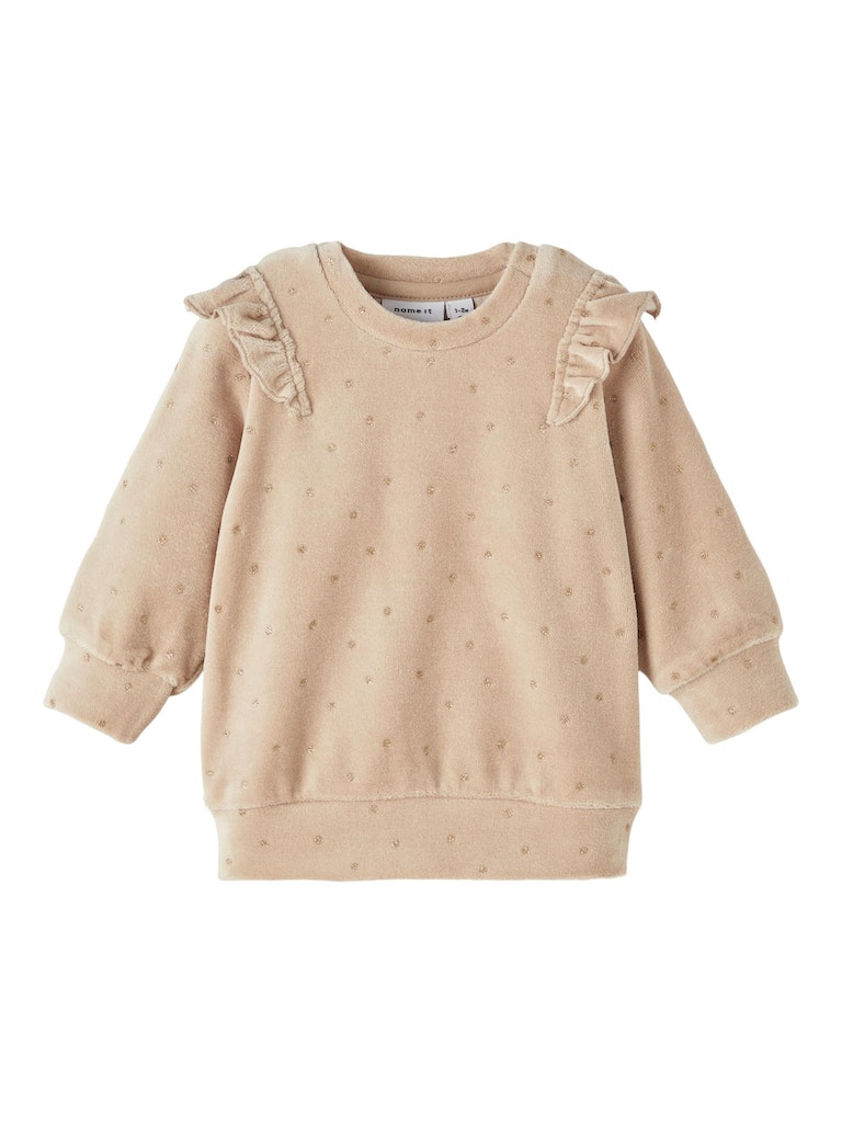Name It Sweatshirt LS Noya Velour Oxford Tan
