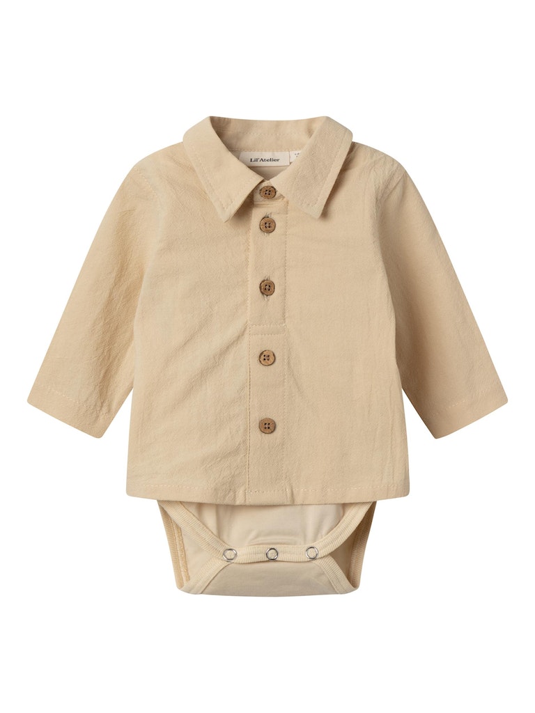 Lil' Atelier Skjorte Body LS Ruba Wood Ash