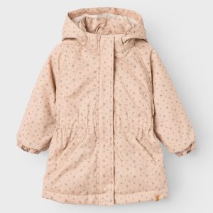 Lil' Atelier Jakke Gerda Padded Long AOP Rugby Tan